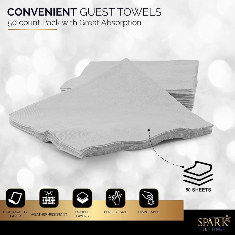 Amcrate Cocktail Napkins Disposable, Silver Beverage Napkins Soft and Absorbent Paper Napkins for Dinner, Party, Wedding, Or Every Day Use, 7” x 7” 2 Ply Party Napkins, Pack of 40 - By - Image 4
